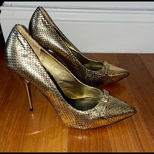 Pencey Gold Snakeskin Stiletto